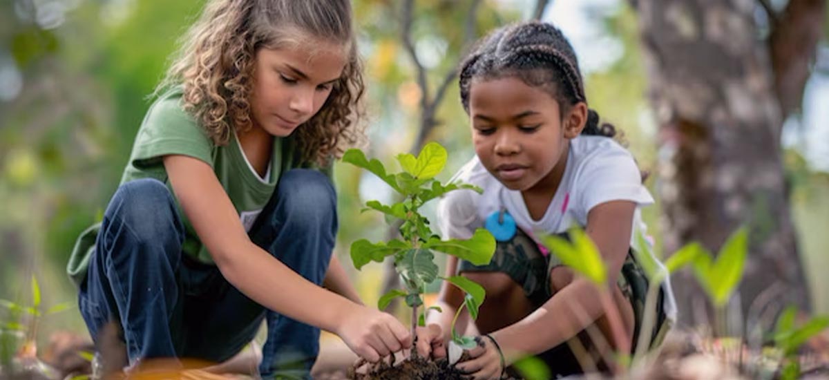 Niños plantando arbol